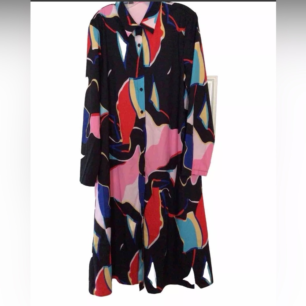 SHEIN Black Maxi Dress with Multicolor Abstract Print